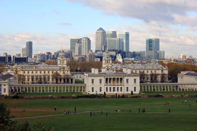 Londyskie City - widok z Greenwich