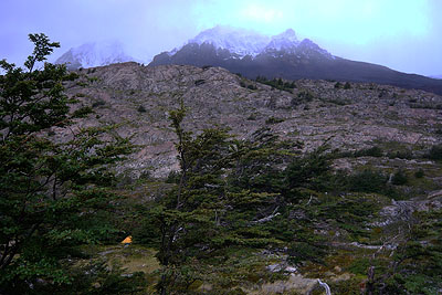 Nocleg na dziko w Torres del Paine