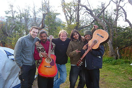 Muzycy na kempingu w El Chalten
