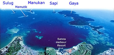 Mapka - wysepki wokó Kota Kinabalu