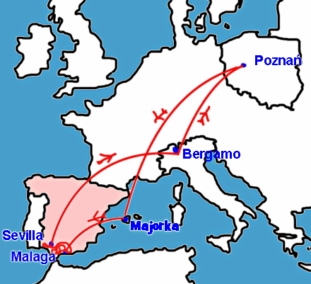 Mapa podry do Andaluzji